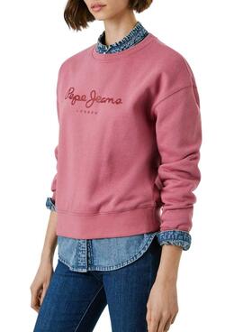 Sweatshirt Pepe Jeans Baddy Rundhalsausschnitt Rosa für Damen