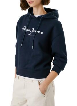 Sweatshirt Pepe Jeans Baddy mit Kapuze in Marineblau für Damen