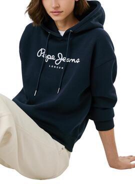Sweatshirt Pepe Jeans Baddy mit Kapuze in Marineblau für Damen