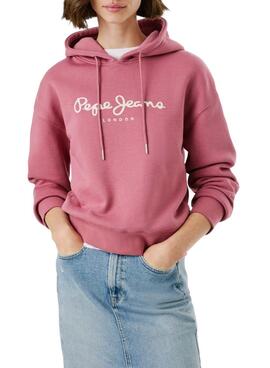 Kapuzenpullover Pepe Jeans Baddy mit rosa Kapuze für Damen.