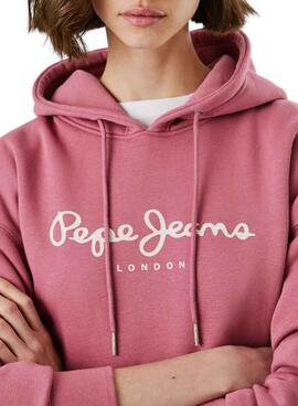 Kapuzenpullover Pepe Jeans Baddy mit rosa Kapuze für Damen.