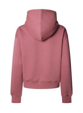 Kapuzenpullover Pepe Jeans Baddy mit rosa Kapuze für Damen.