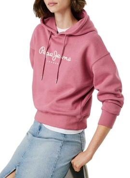 Kapuzenpullover Pepe Jeans Baddy mit rosa Kapuze für Damen.