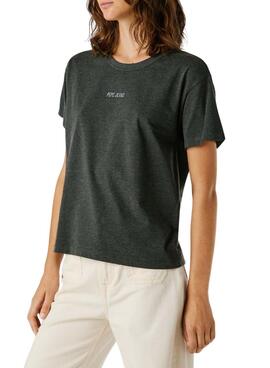 T-Shirt Pepe Jeans Bemma Logo Strass Grau für Damen