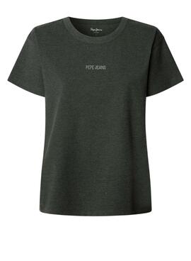 T-Shirt Pepe Jeans Bemma Logo Strass Grau für Damen