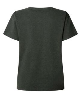 T-Shirt Pepe Jeans Bemma Logo Strass Grau für Damen