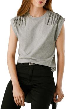 T-Shirt Pepe Jeans Barry grau für Damen