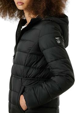 Daunenjacke Pepe Jeans Sally lang schwarz für Damen.