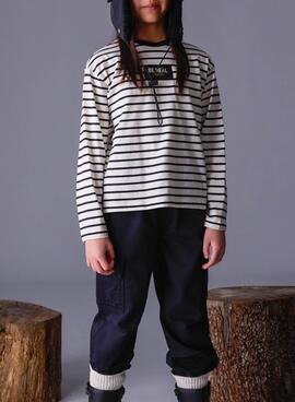 T-shirt Mayoral oversize Streifen schwarz für Mädchen