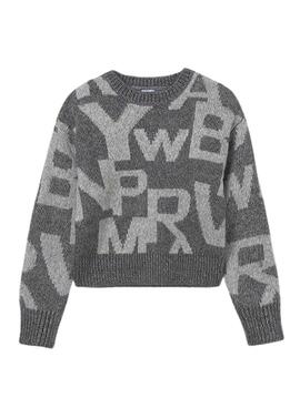 Mayoral Jacquard-Strickpullover in Grau für Mädchen.