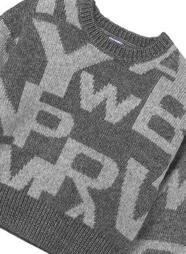 Mayoral Jacquard-Strickpullover in Grau für Mädchen.