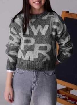 Mayoral Jacquard-Strickpullover in Grau für Mädchen.