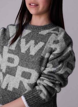 Mayoral Jacquard-Strickpullover in Grau für Mädchen.