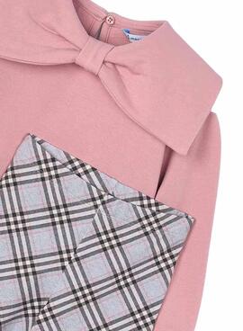 Mayoral-Set mit Leggings und Karo-Sweatshirt für Mädchen.