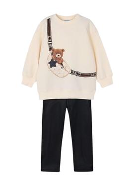 Set Mayoral Leggings und Sweatshirt mit Bärenmuster für Mädchen.