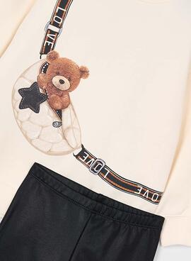 Set Mayoral Leggings und Sweatshirt mit Bärenmuster für Mädchen.