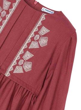 Kleid Mayoral mit granatfarbenen bestickten Details für Mädchen