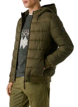 Pepe Jeans gepolsterte grüne Kapuzenjacke für Herren.
