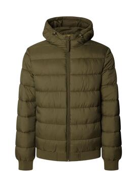 Pepe Jeans gepolsterte grüne Kapuzenjacke für Herren.