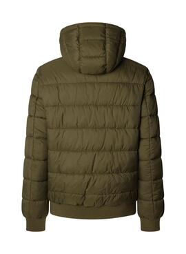 Pepe Jeans gepolsterte grüne Kapuzenjacke für Herren.