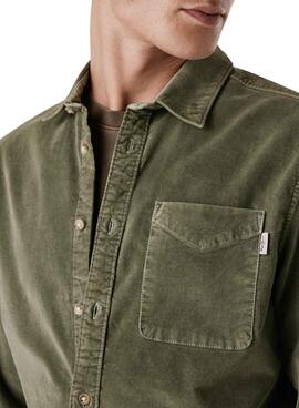 Hemd Pepe Jeans Clayton aus grünem Cord für Herren.