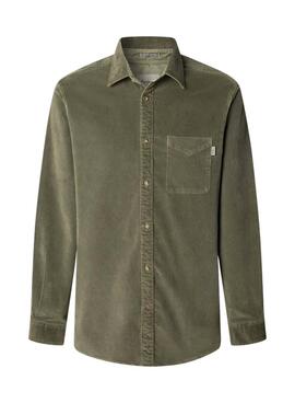 Hemd Pepe Jeans Clayton aus grünem Cord für Herren.