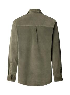 Hemd Pepe Jeans Clayton aus grünem Cord für Herren.