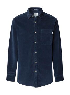 Hemd Pepe Jeans Clayton aus marineblauem Kord für Herren