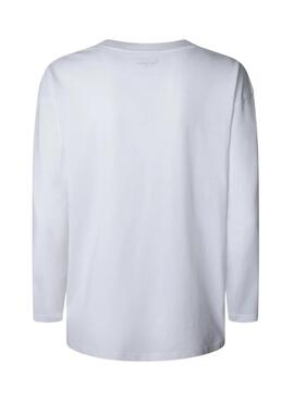 T-Shirt Pepe Jeans Blanche Langarm weiß für Damen