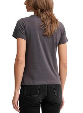 T-Shirt Pepe Jeans Bertie Nieten grau für Damen