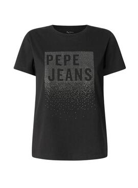 T-Shirt Pepe Jeans Bernadette Nieten schwarz für Damen