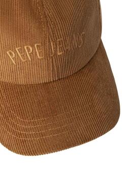 Mütze Pepe Jeans Fancy aus Kamel-Kord für Damen.