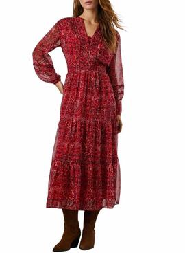 Kleid Pepe Jeans Miley lang mit Paisley-Muster in Rot für Damen