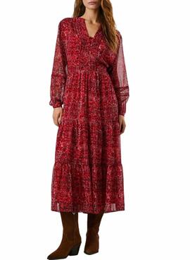 Kleid Pepe Jeans Miley lang mit Paisley-Muster in Rot für Damen