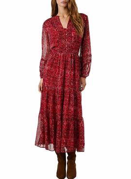 Kleid Pepe Jeans Miley lang mit Paisley-Muster in Rot für Damen