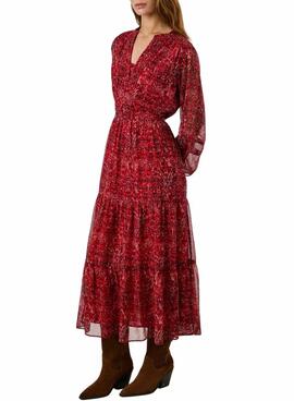 Kleid Pepe Jeans Miley lang mit Paisley-Muster in Rot für Damen