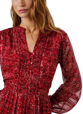 Kleid Pepe Jeans Miley lang mit Paisley-Muster in Rot für Damen