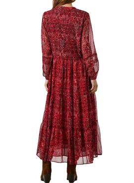 Kleid Pepe Jeans Miley lang mit Paisley-Muster in Rot für Damen