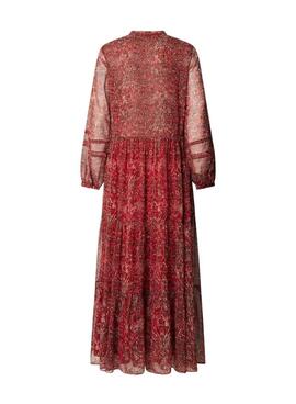 Kleid Pepe Jeans Miley lang mit Paisley-Muster in Rot für Damen
