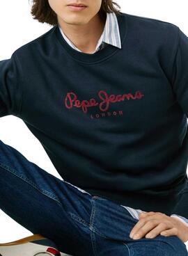Sweatshirt Pepe Jeans Macbeth Logo Rundhalsausschnitt Marineblau für Herren