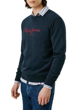 Sweatshirt Pepe Jeans Macbeth Logo Rundhalsausschnitt Marineblau für Herren