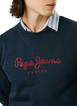Sweatshirt Pepe Jeans Macbeth Logo Rundhalsausschnitt Marineblau für Herren
