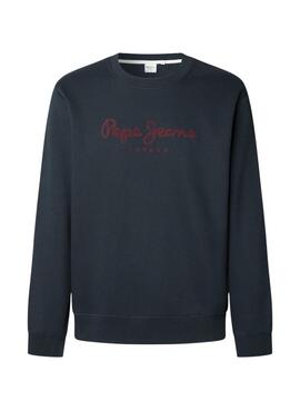 Sweatshirt Pepe Jeans Macbeth Logo Rundhalsausschnitt Marineblau für Herren