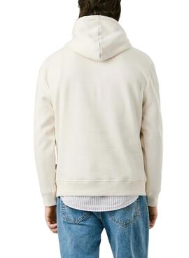 Sweatshirt Pepe Jeans Macbeth Kapuze mit beige Logo für Herren