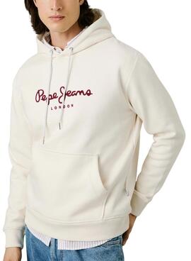 Sweatshirt Pepe Jeans Macbeth Kapuze mit beige Logo für Herren