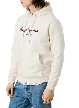 Sweatshirt Pepe Jeans Macbeth Kapuze mit beige Logo für Herren