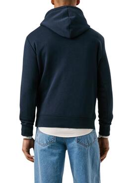 Sweatshirt Pepe Jeans Macbeth mit Kapuze und marineblauem Logo für Herren.