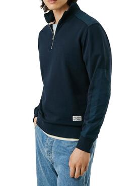 Sweatshirt Pepe Jeans Mercuit marine Halbzipper für Herren