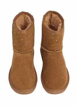 Stiefeletten Pepe Jeans Diss West aus Wildleder mit Nieten in Kamelfarbe für Damen