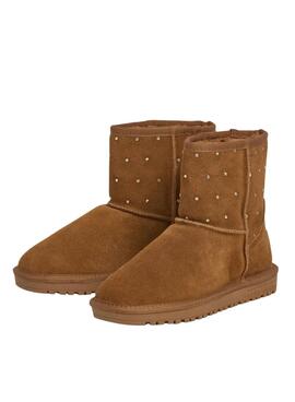 Stiefeletten Pepe Jeans Diss West aus Wildleder mit Nieten in Kamelfarbe für Damen